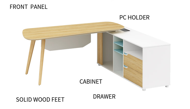 Modern Design L Shaped Executive Office Desk, Made of MFC(YM-02T2016)