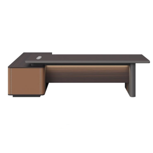 Wholesale Professional Executive Office Desk | Premium L-Shaped Manager Desk with Storage Cabinet and Power Outlets