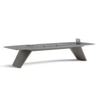 Gray Conference Table With Stainless Steel Metal Leg For Boardroom Office Use | Professional Office Furniture Supplier