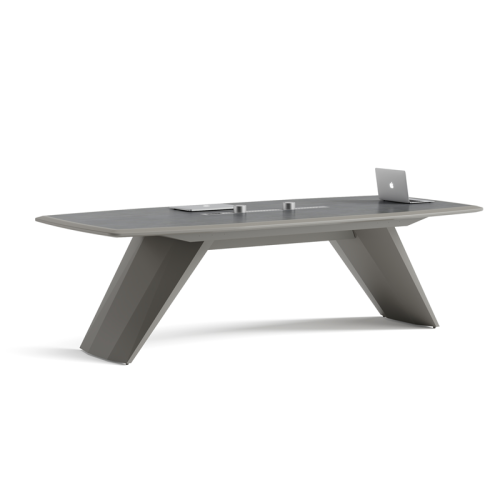 Gray Conference Table With Stainless Steel Metal Leg For Boardroom Office Use | Professional Office Furniture Supplier