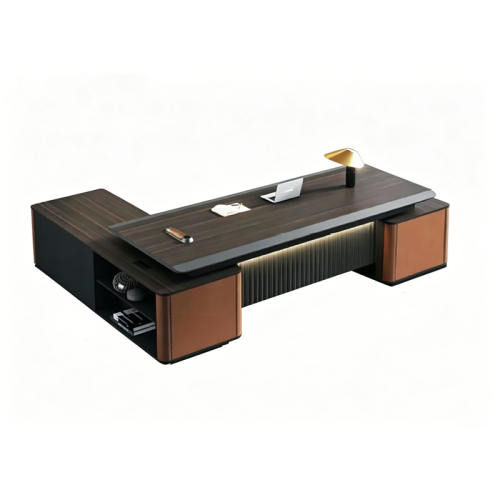L-Shaped Executive Desk | Project Dark Walnut Boss Desk for Executive Offices | Bulk Custom Office Furniture