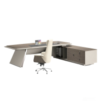 Executive Office Desk with Side Cabinet | Modern & Functional for Large-Scale Projects