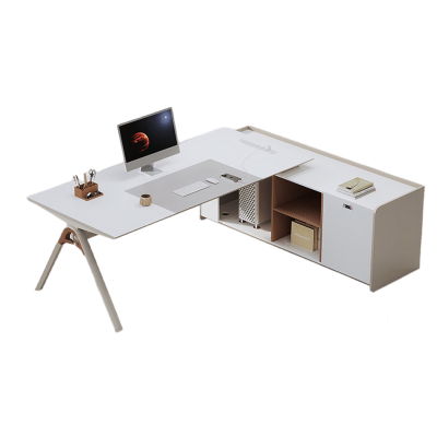 Modern Executive Office Desk with Side Cabinet | Customizable for Bulk Commercial Projects
