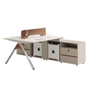 2-Person Task Workstation | Privacy Partition, Built-in Storage | E1 Wood | Open Office | Bulk Project OEM