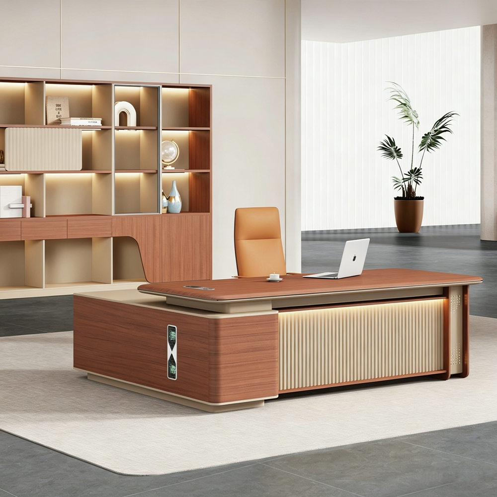 L-shaped executive desk