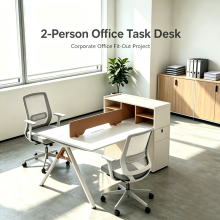 2-Person Office Task Desk | Ideal Modular Workstation for Corporate Office Fit-Out Projects