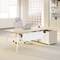 Modern Executive Office Desk With Side Cabinet | L-Shaped Design for CEO Boss Executive