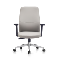 Gray Leather Task Chair | Ergonomic Swivel Chair for Commercial Office Projects