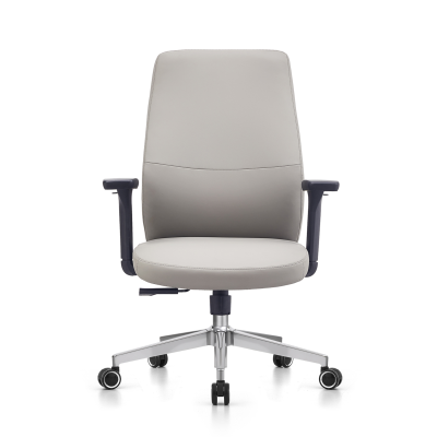 Gray Leather Task Chair | Ergonomic Swivel Chair for Commercial Office Projects