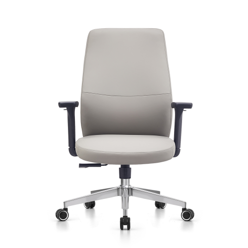 Gray Leather Task Chair | Ergonomic Swivel Chair for Commercial Office Projects