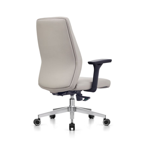 Gray Leather Task Chair | Ergonomic Swivel Chair for Commercial Office Projects