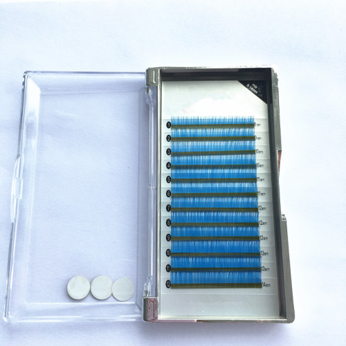 China factory blue premium silk mink false eyelash extension with lash box private label