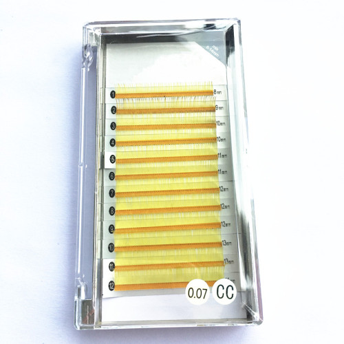 Yellow wholesale diamond colour clear glue eyelash extension with custom eyelash packaging