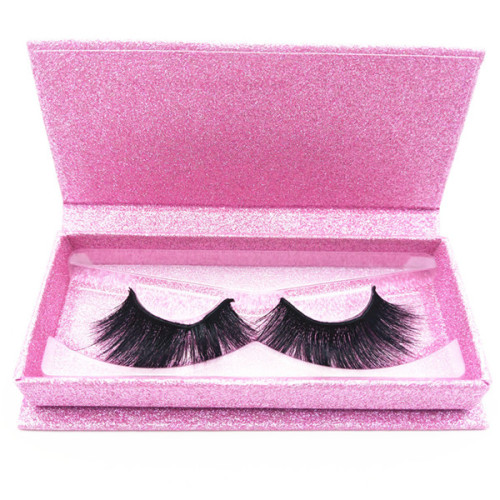 Cruelty free 3d mink eyelashes private label eyelash box pink glitter custom eyelash packaging