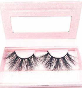 3D Soft 25mm Mink Eyelashes 100% Real Mink Eyelashes with Pink Eyelashes Packaging