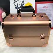 Fashion rose gold aluminum alloy double open multi-layer traveling make up case