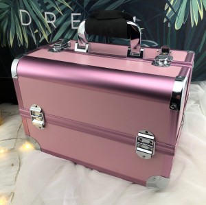高品质时尚便携粉色化妆铝盒化妆品盒促销