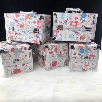 Customized colorful portable small Aluminum Cosmetic Case Professional Make Up box Storage kit