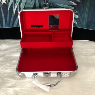 Customized colorful portable The oval Aluminum Cosmetic ring earrings Case Professional Make Up box Storage with mirror