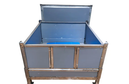 plastic container with iron frame