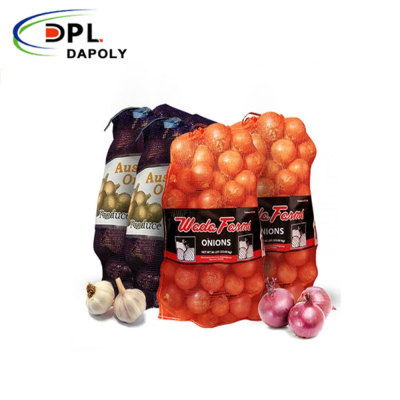 Custom Size PP PE Drawstring Vegetable Packing Onions Leno Mesh Bags