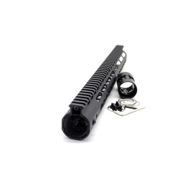 Trirock NSR 15 Inch Length Free Floating Black KeyMod AR15 slim Handguard With Rail Mount Steel Barrel Nut