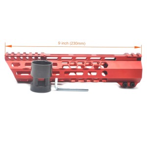 New Clamp style 9 inches red M-LOK free float AR15 M16 M4 rifle handguard with a curve slant cut nose fit .223/5.56 rifles