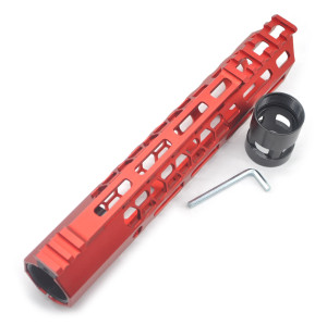 New Clamp style 10 inches red M-LOK free float AR15 M16 M4 rifle handguard with a curve slant cut nose fit .223/5.56 rifles