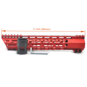 New Clamp style 11 inches red M-LOK free float AR15 M16 M4 rifle handguard with a curve slant cut nose fit .223/5.56 rifles