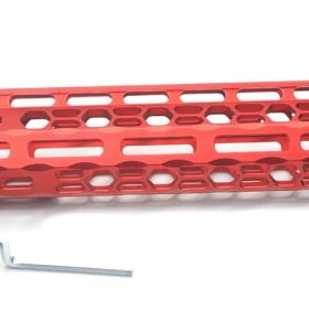 New Clamp style 12 inches red M-LOK free float AR15 M16 M4 rifle handguard with a curve slant cut nose fit .223/5.56 rifles