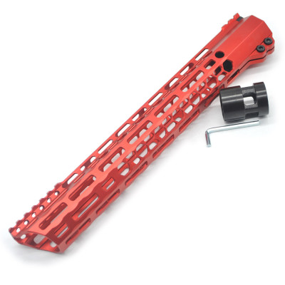 New Clamp style 13.5 inches red M-LOK free float AR15 M16 M4 rifle handguard with a curve slant cut nose fit .223/5.56 rifles