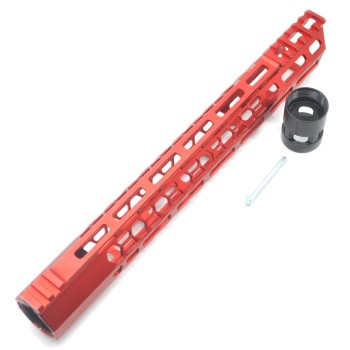 Trirock New Clamp style 13.5 inches red M-LOK free float AR15 M16 M4 rifle handguard with a curve slant cut nose fit .223/5.56 rifles