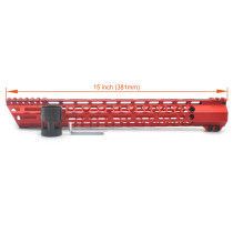 Trirock New Clamp style 15 inches red M-LOK free float AR15 M16 M4 rifle handguard with a curve slant cut nose fit .223/5.56 rifles