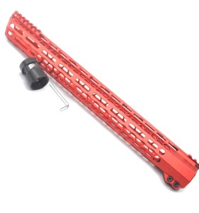 New Clamp style 17 inches red M-LOK free float AR15 M16 M4 rifle handguard with a curve slant cut nose fit .223/5.56 rifles