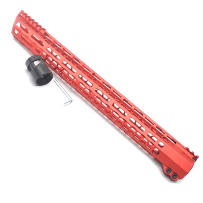 New Clamp style 17 inches red M-LOK free float AR15 M16 M4 rifle handguard with a curve slant cut nose fit .223/5.56 rifles