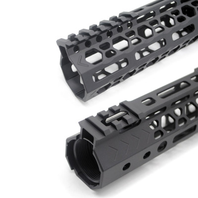 Trirock NSR style Black 7 inches M-LOK free float AR15 handguard mlok bevel edge fits .223/5.56 rifles with steel barrel nut