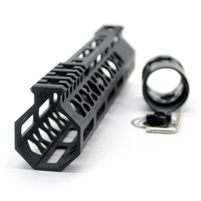 Trirock NSR style Black 9 inches M-LOK free float AR15 handguard mlok bevel edge fits .223/5.56 rifles with steel barrel nut