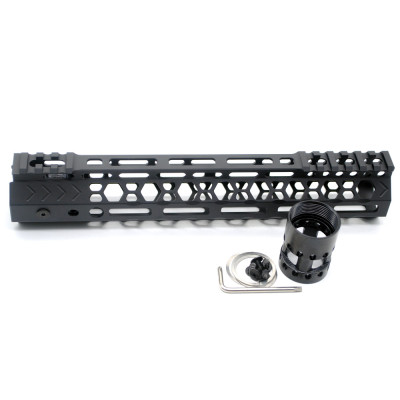 Aplus NSR style Black 10 inches M-LOK free float AR15 handguard mlok bevel edge fits .223/5.56 rifles with steel barrel nut