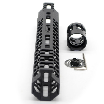 Trirock NSR style Black 10 inches M-LOK free float AR15 handguard mlok bevel edge fits .223/5.56 rifles with steel barrel nut