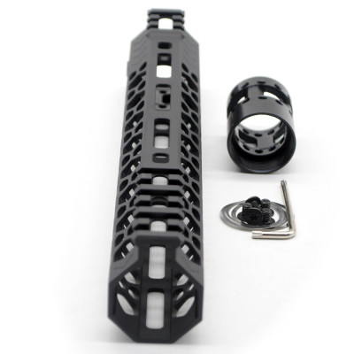 Trirock NSR style Black 10 inches M-LOK free float AR15 handguard mlok bevel edge fits .223/5.56 rifles with steel barrel nut