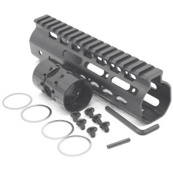 New NSR 7 Inch Length Black Free Floating Black KeyMod AR15 Handguard With Rail Mount Steel Barrel Nut