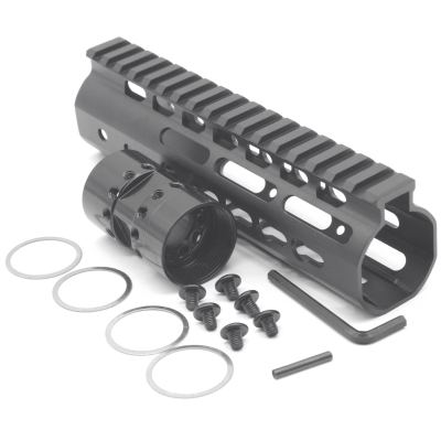 New NSR 7 Inch Length Black Free Floating Black KeyMod AR15 Handguard With Rail Mount Steel Barrel Nut