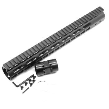 Trirock New NSR 13.5 Inches Length Black Free Floating Black KeyMod AR15 Handguard With Rail Mount Steel Barrel Nut