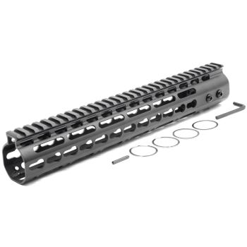 Trirock New NSR 12 Inches Length Black Free Floating Black KeyMod AR15 Handguard With Rail Mount Steel Barrel Nut