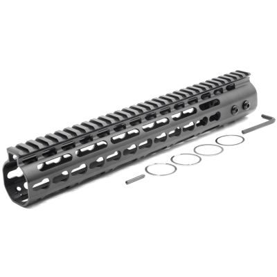 Trirock New NSR 12 Inches Length Black Free Floating Black KeyMod AR15 Handguard With Rail Mount Steel Barrel Nut