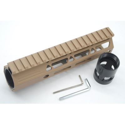 Trirock Clamp On TAN / Flat Dark Earth Tactical 7 inches M-LOK handguard for AR15 M4 M16 with Steel Barrel Nut fits .223/5.56 rifles