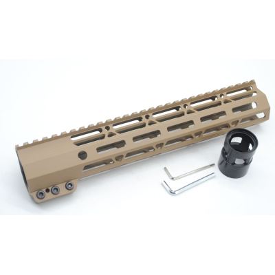 Clamp On TAN / Flat Dark Earth Tactical 11 inches M-LOK handguard for AR15 M4 M16 with Steel Barrel Nut fits .223/5.56 rifles