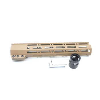 Trirock Clamp On TAN / Flat Dark Earth Tactical 11 inches M-LOK handguard for AR15 M4 M16 with Steel Barrel Nut fits .223/5.56 rifles