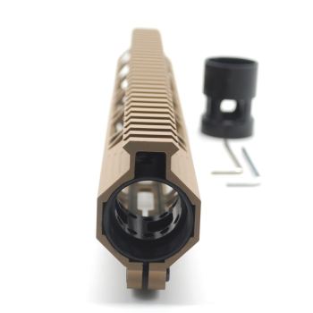 Trirock Clamp On TAN / Flat Dark Earth Tactical 12 inches M-LOK handguard for AR15 M4 M16 with Steel Barrel Nut fits .223/5.56 rifles