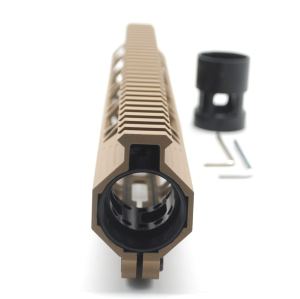 Clamp On TAN / Flat Dark Earth Tactical 12 inches M-LOK handguard for AR15 M4 M16 with Steel Barrel Nut fits .223/5.56 rifles